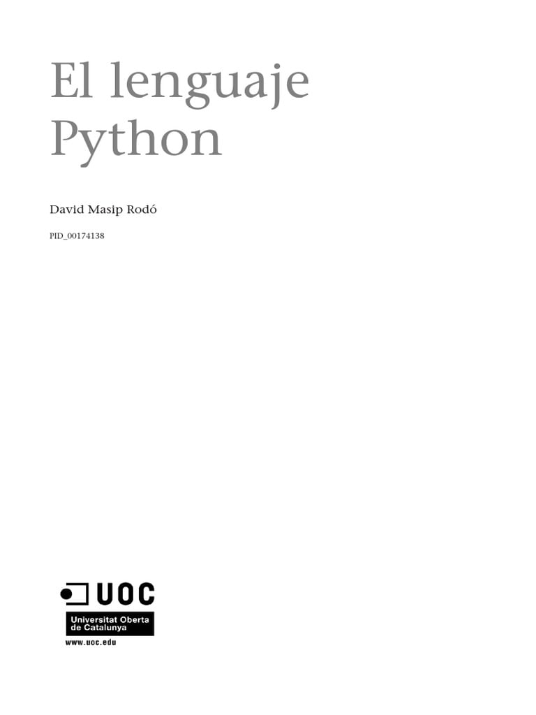 El Lenguaje Python 1 Edición David Masip Rodó PDF