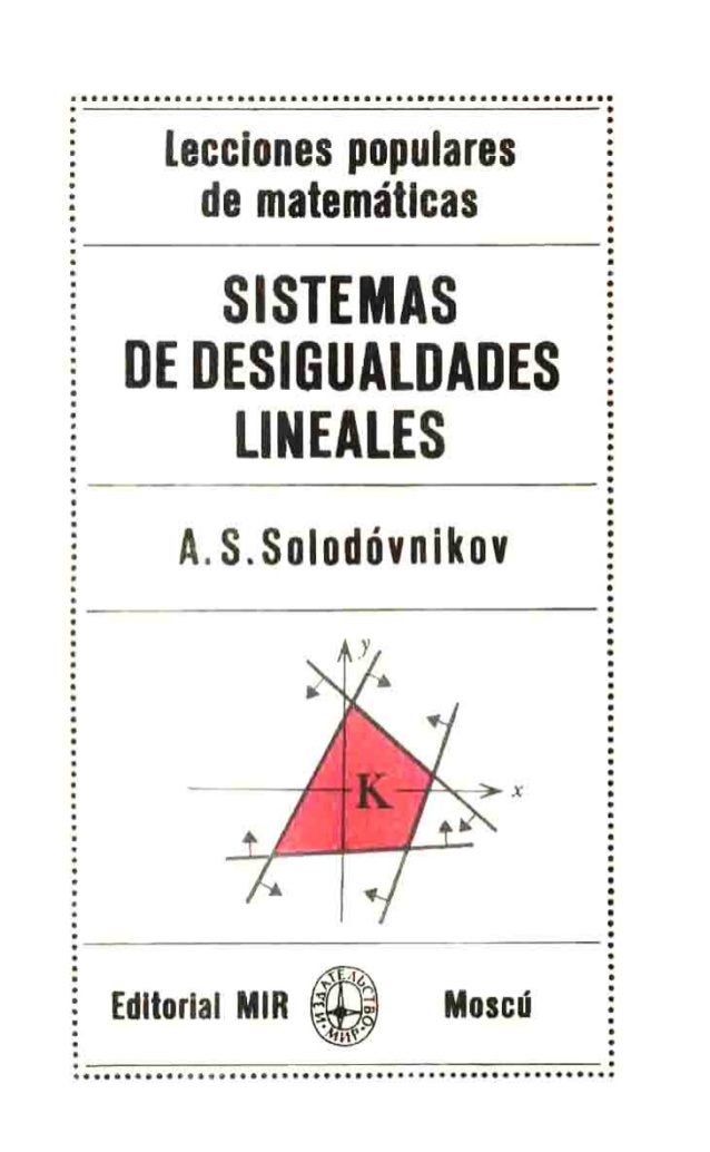 Sistemas de Desigualdades Lineales 1 Edición A. S. Solodóvnikov PDF