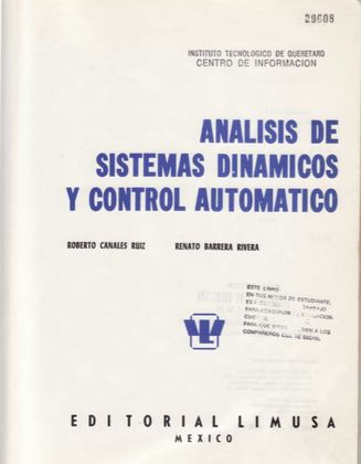 Análisis de Sistemas Dinámicos y Control Automático 1 Edición Roberto Canales PDF