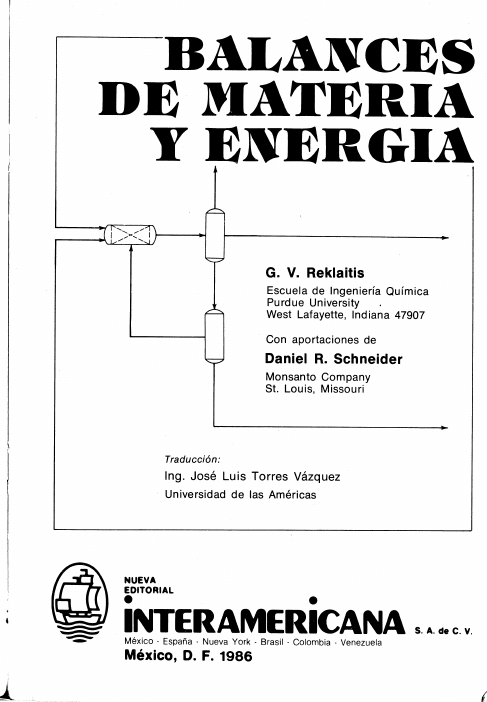 Balances de Materia y Energía 1 Edición Girontzas V. Reklaitis PDF