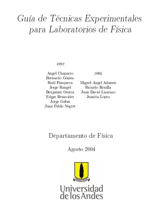 Guía de Técnicas Experimentales para Laboratorios de Física 1 Edición Miguel Angel Adames PDF