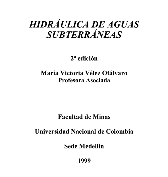 Hidráulica de Aguas Subterráneas 2 Edición María Victoria Vélez PDF