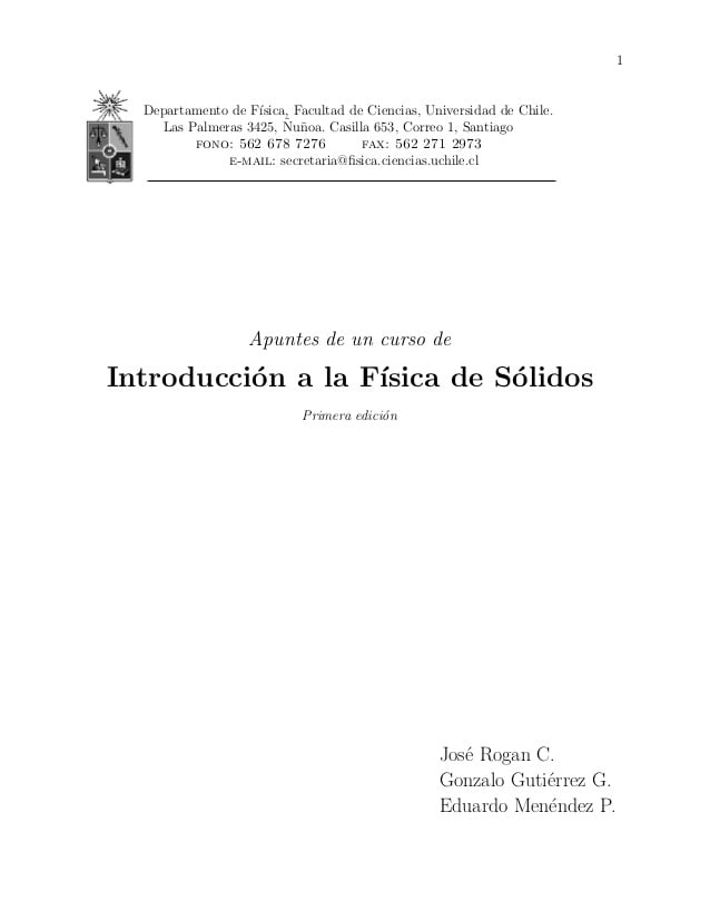 Introducción a la Física de Sólidos 1 Edición José Rogan C. PDF