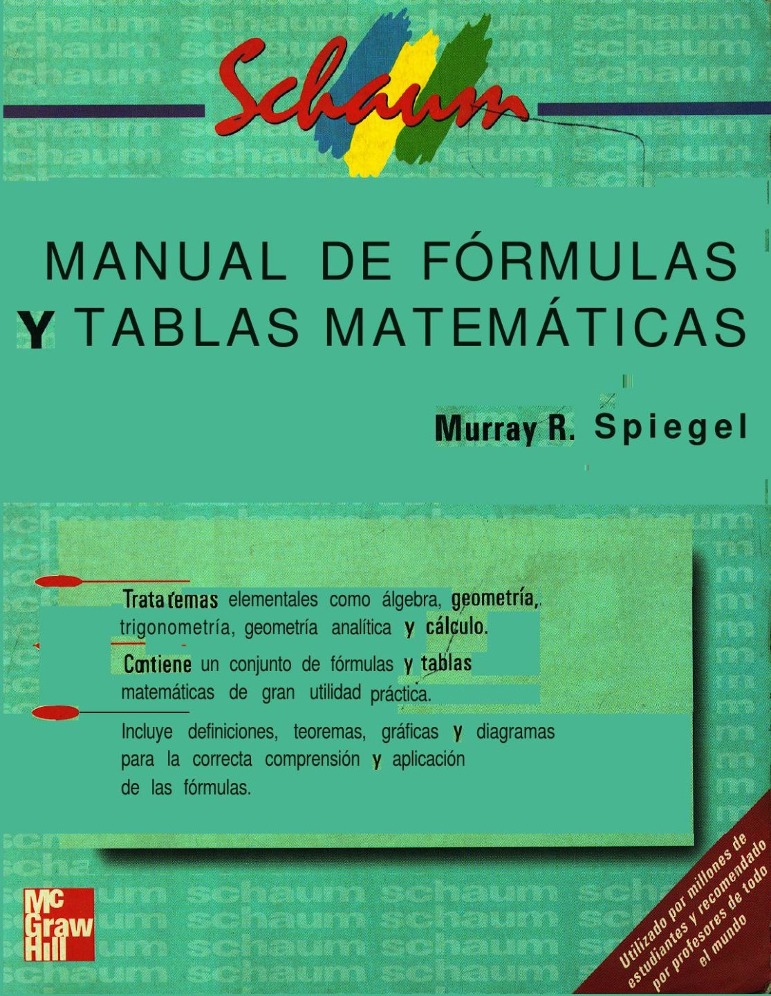 Manual de Fórmulas y Tablas Matemáticas (Schaum) 1 Edición Murray R. Spiegel PDF