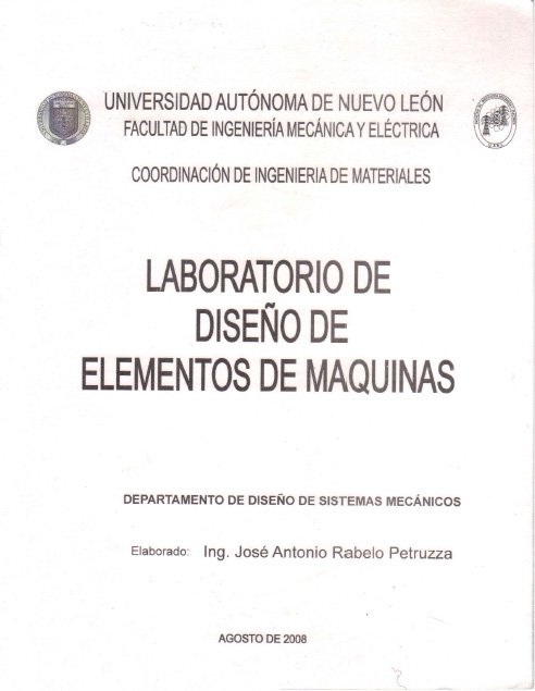 Manual del Laboratorio de Diseño de Máquinas 1 Edición J. Antonio Rabelo PDF