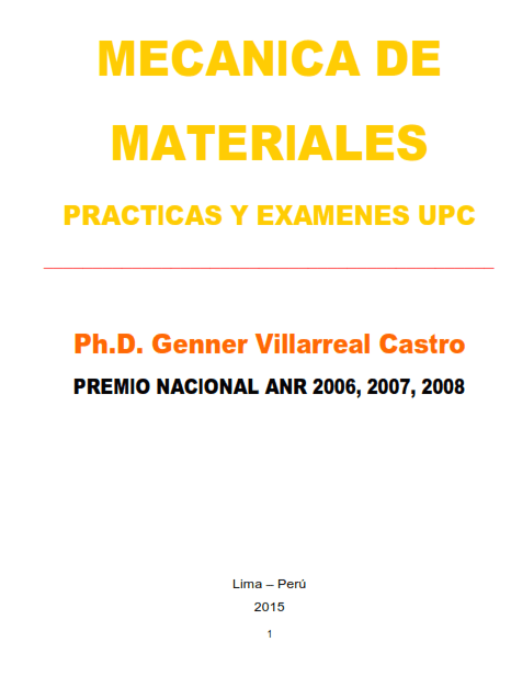 Mecánica de Materiales Prácticas y Exámenes UPC 1 Edición Genner Villarreal Castro PDF