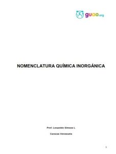 Nomenclatura Química Inorgánica  Leopoldo Simoza - PDF | Solucionario