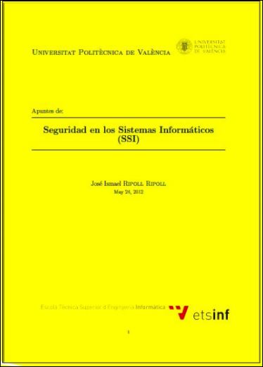 Seguridad en los Sistemas Informáticos (SSI) 1 Edición José Ismael Ripoll Ripoll PDF