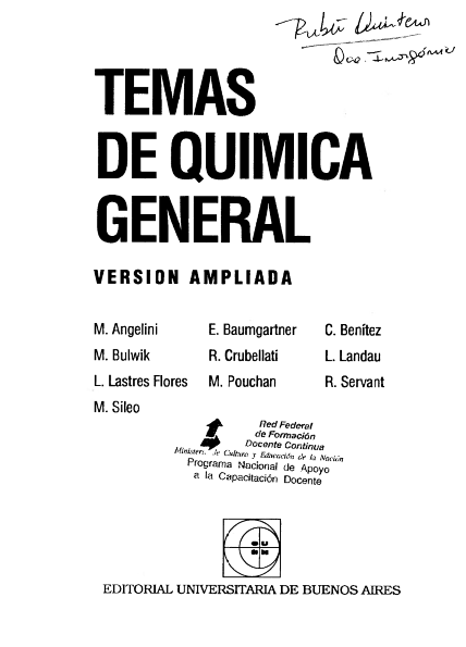 Temas de Química General 3 Edición M. Angelini PDF