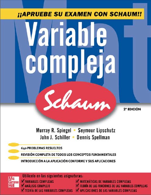 Complex Variables (Schaum) 2 Edición Murray R. Spiegel PDF